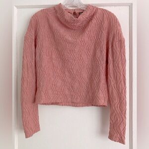 Anthropologie Pink Cowl Neck Top with Textured Knit XXS